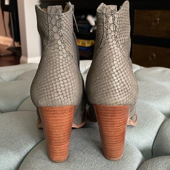 Joie Grey Snakeskin Heeled Ankle Boot - Picture 3 of 15